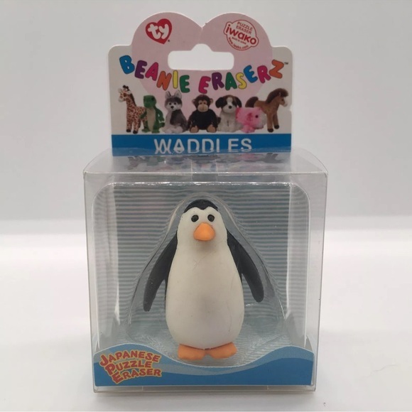 Ty Other - Ty Beanie Eraserz Waddles the Penguin Japanese Puzzle Eraser NEW!